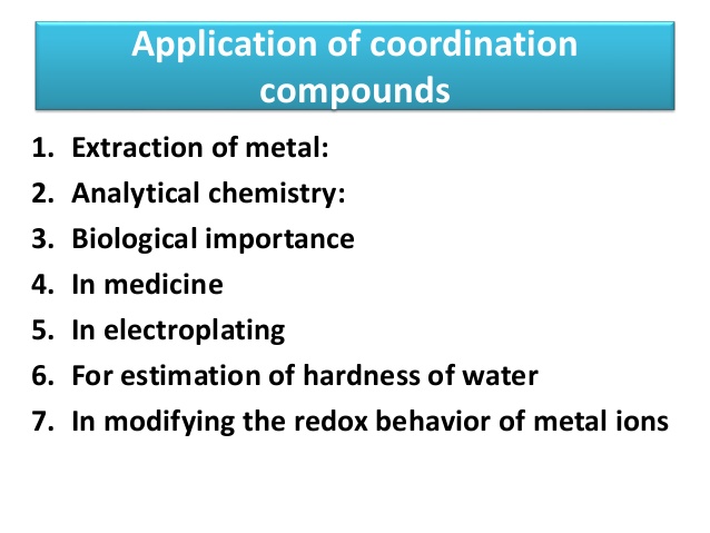 Application of coordination compounds in medicine