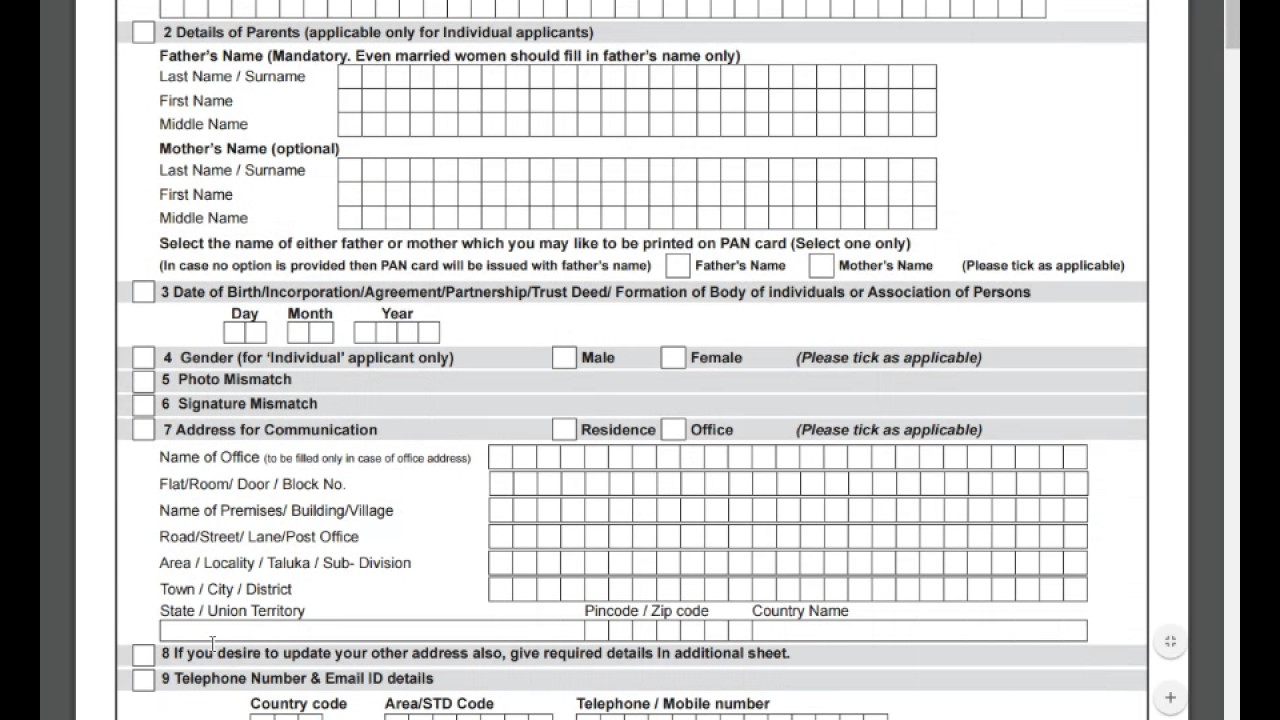 new pan card application form 49a word format